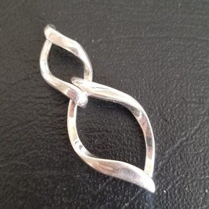 Solid 925 Sterling Silver Two Linked Marquise High Shine Pendant Necklace